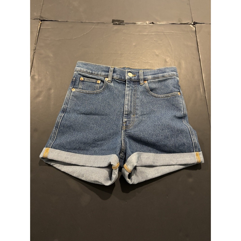 Monki High-Waisted Rolled Cuff Denim Shorts Size 28